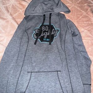 Eighty Eight Gray Hoodie with Black and Blue Accents